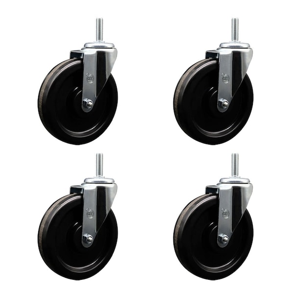 6 Inch Phenolic Wheel Swivel 34 Inch Threaded Stem Caster Set Service Caster
